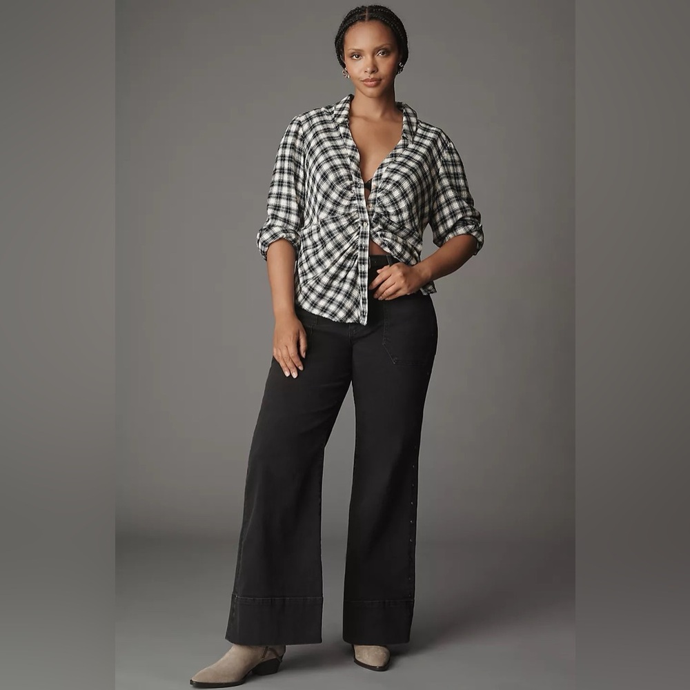 NWT Anthropologie Pilcro The Keaton Ruched Collared Blouse, Size XS - Picture 7 of 10